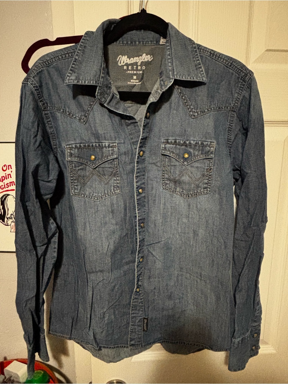 Wrangler Retro Denim Western Shirt in Medium Blue